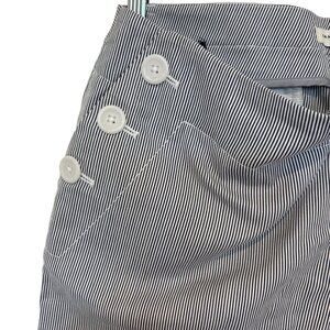 Banana Republic Women's Martin Fit Pant Navy Blue And White Pin Stripes Size 14